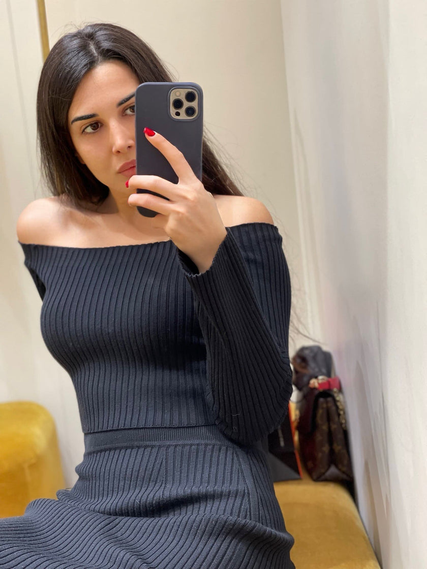 OLIVIA open shoulders jumper, black