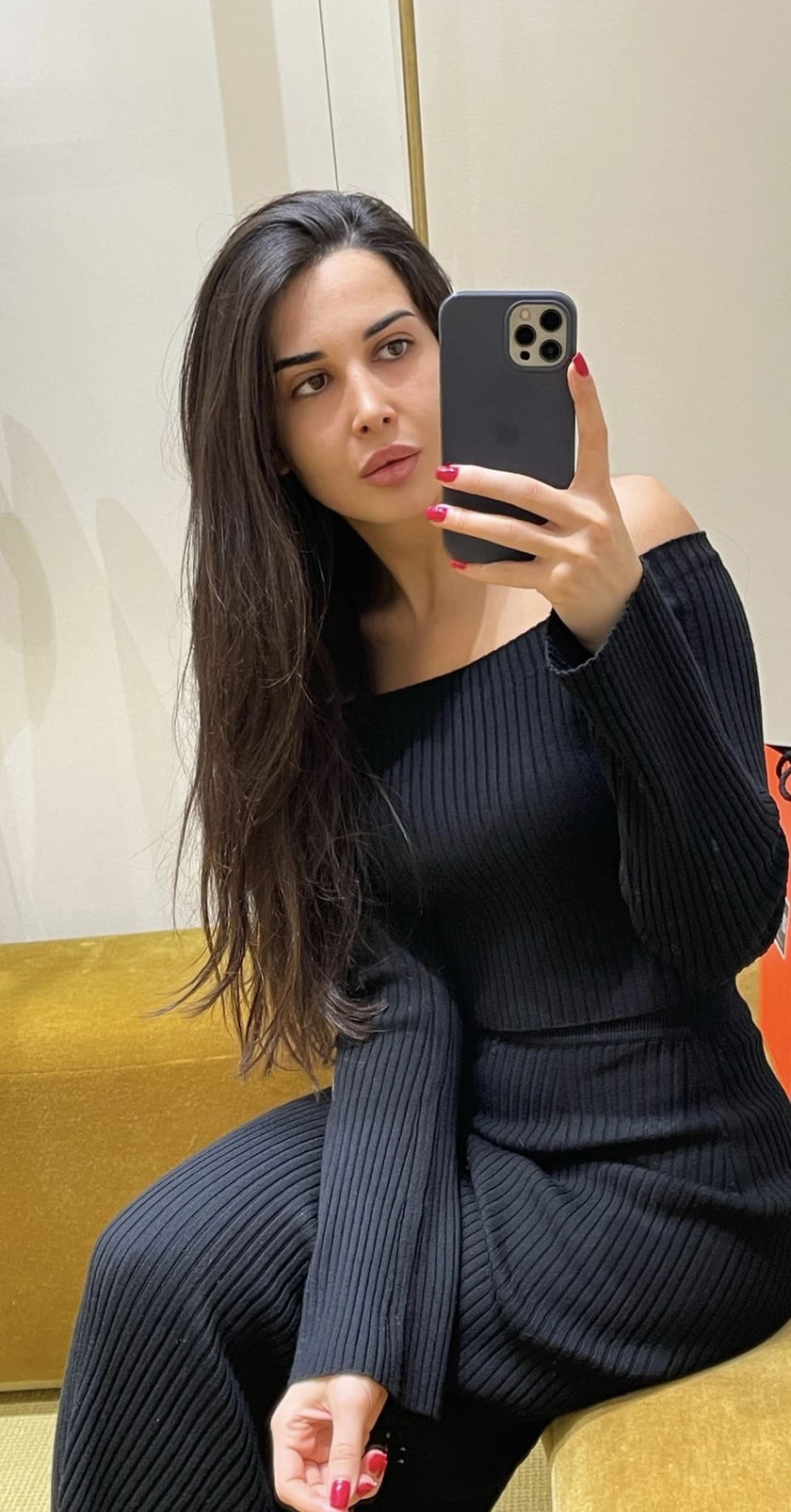 OLIVIA open shoulders jumper, black