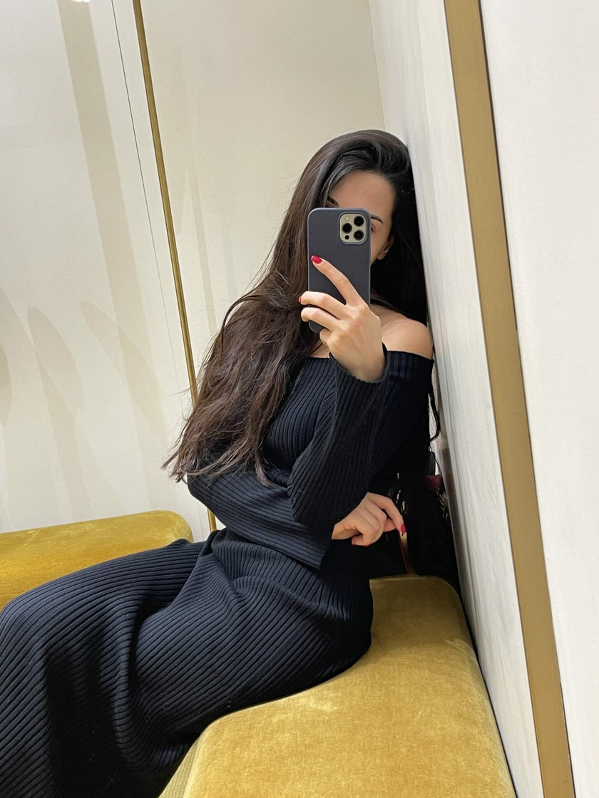 OLIVIA open shoulders jumper, black