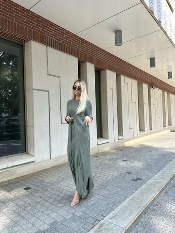 VESTA longline belted cardigan, khaki
