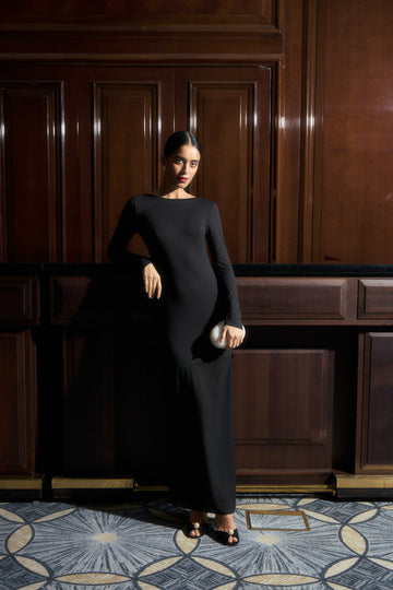 AMAL open-back dress, black