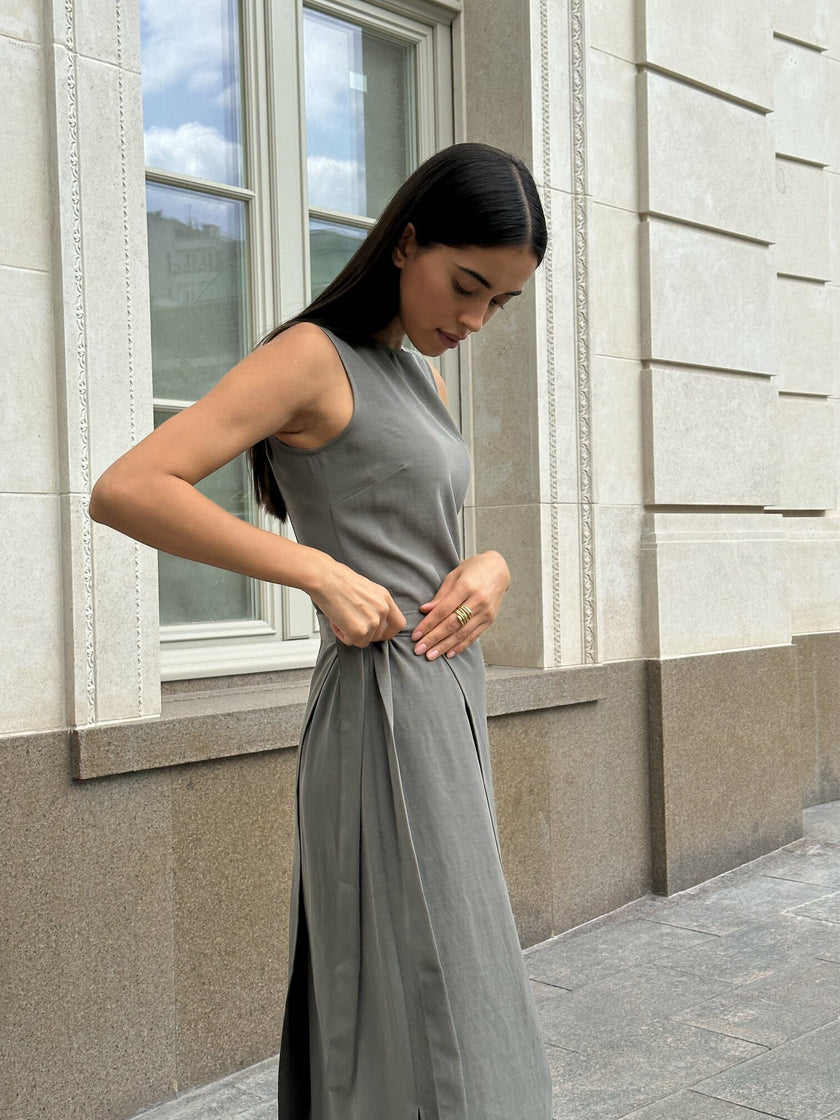 AMBRA dress, gray khaki