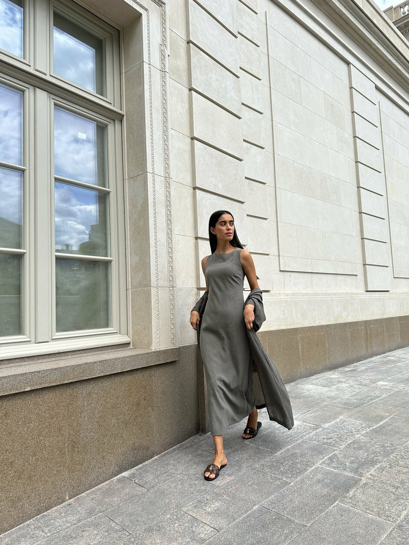 AMBRA dress, gray khaki