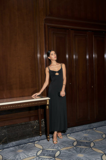 GIANNA diamond-cutout dress, black