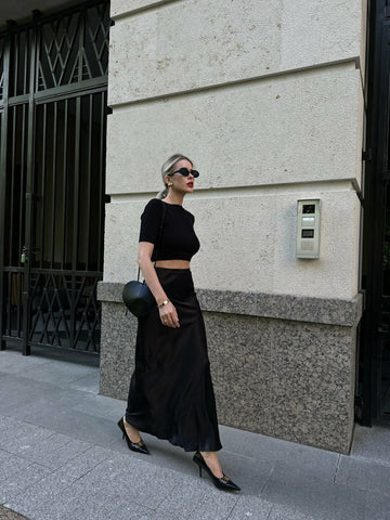 MARELLA satin skirt, black