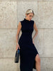 ELITA slit dress, black