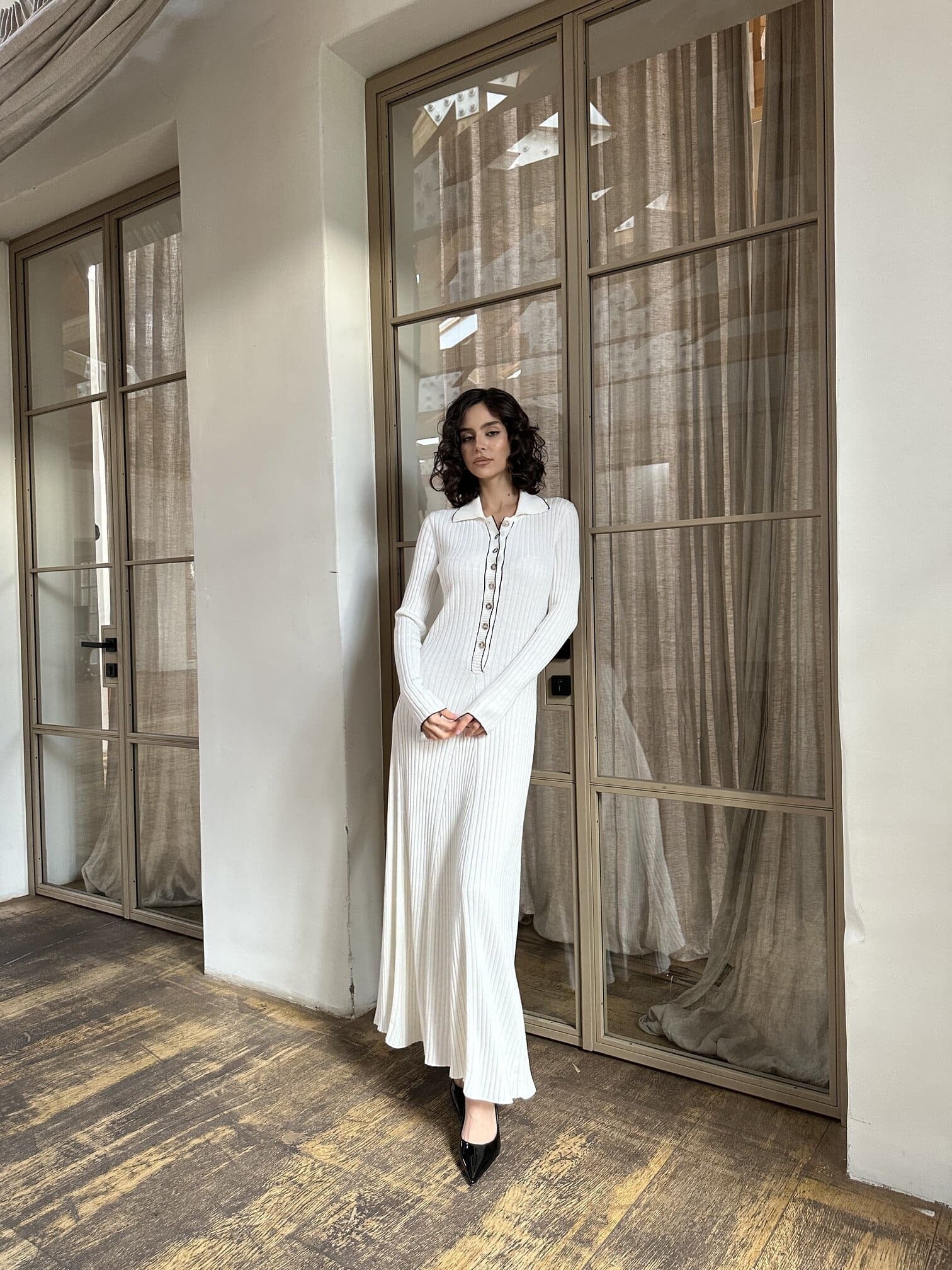 HANNA dress with long sleeves, white
