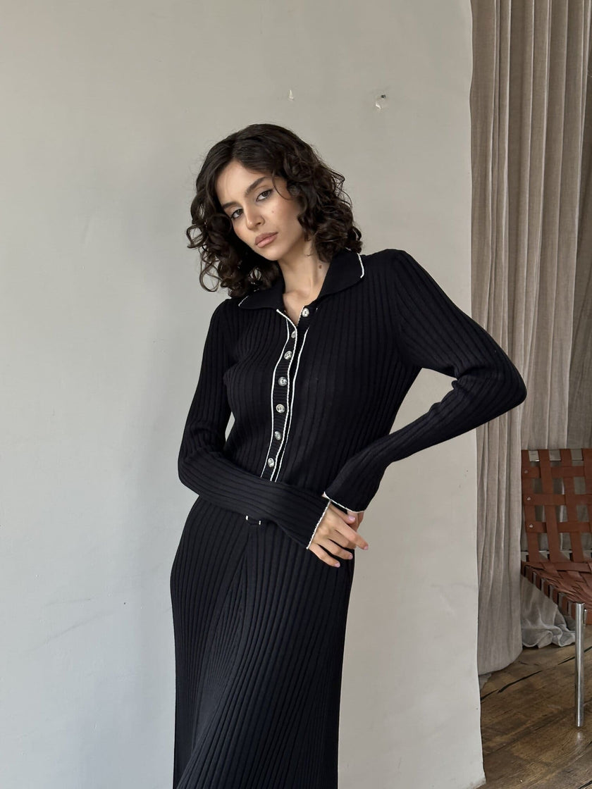 HANNA dress with long sleeves, black