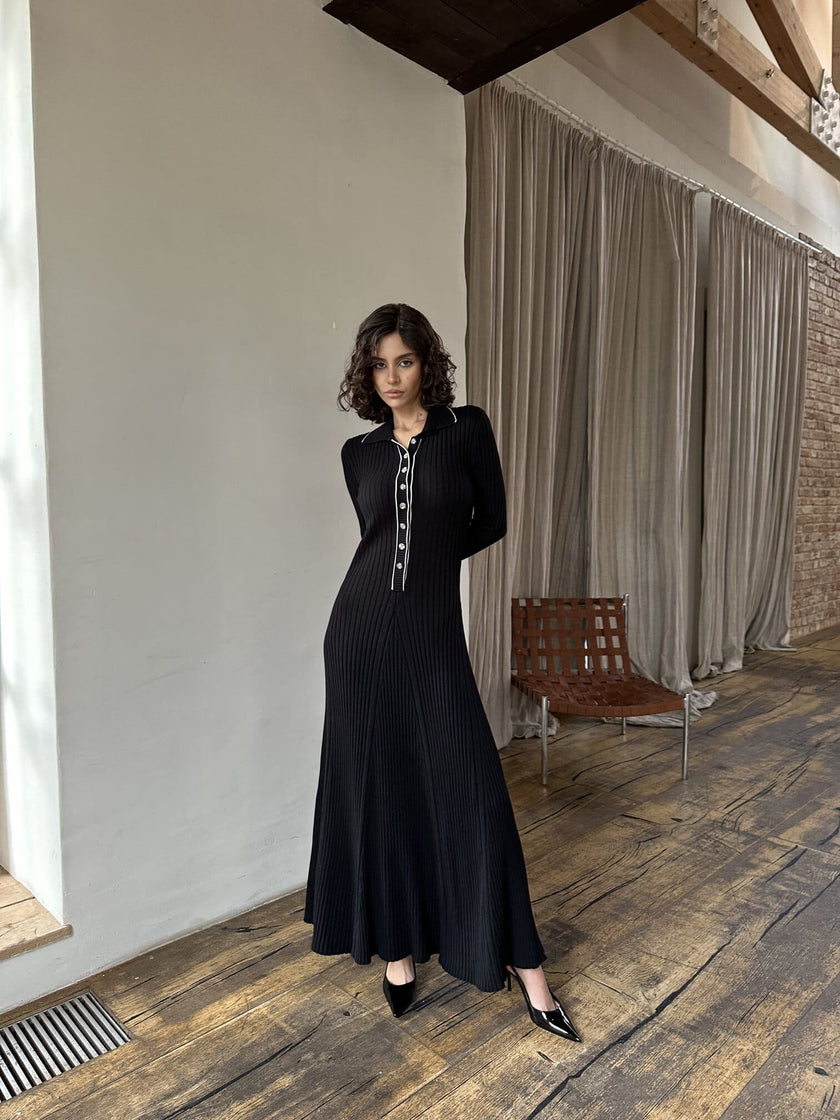 HANNA dress with long sleeves, black