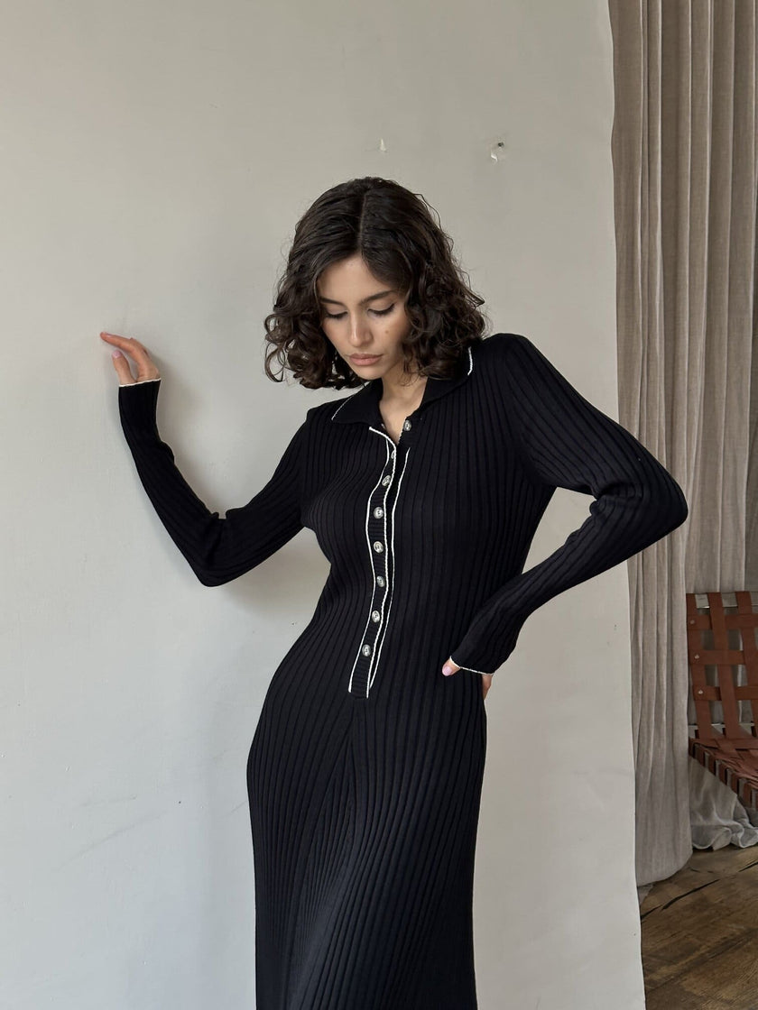 HANNA dress with long sleeves, black