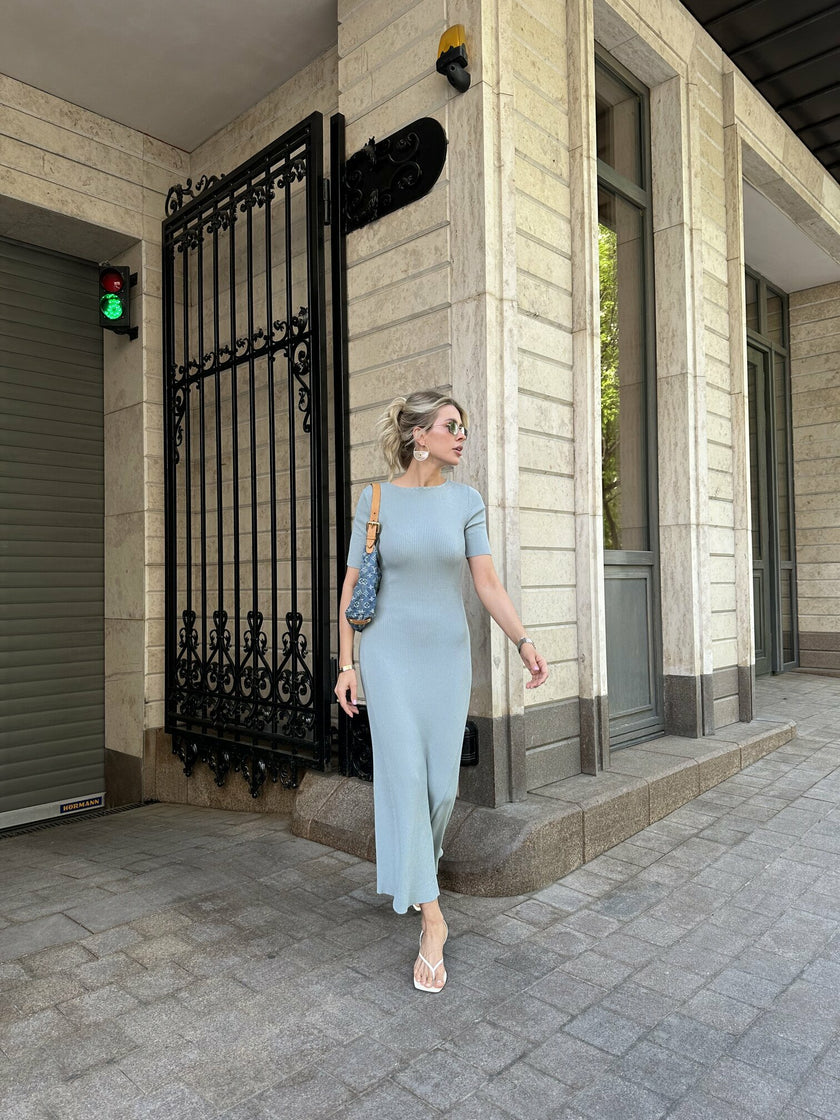 PETRA short sleeve dress, gray-blue