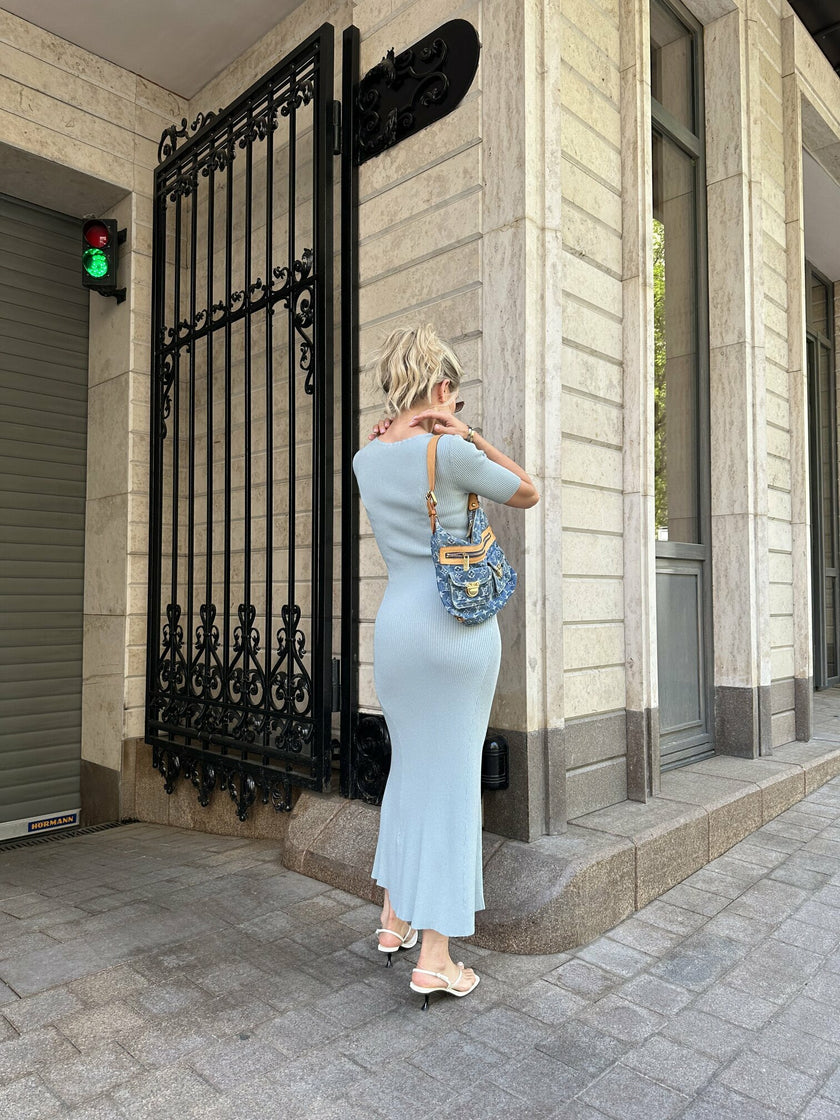 PETRA short sleeve dress, gray-blue