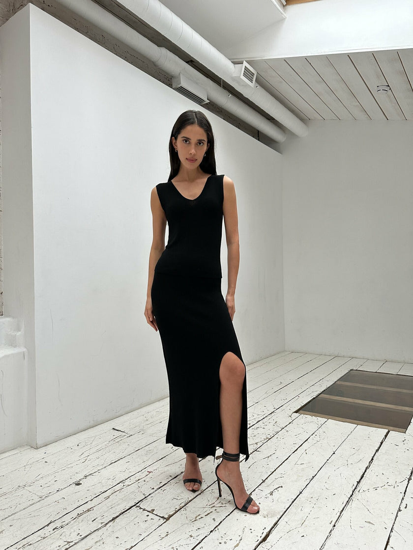 ENIGMA slit skirt, black