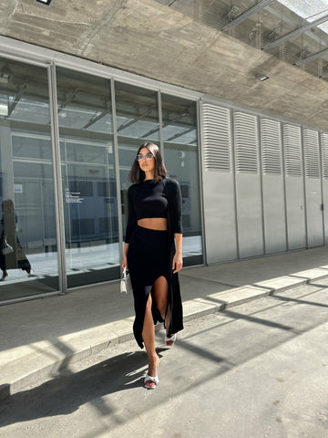 PETRA high-slit skirt, black