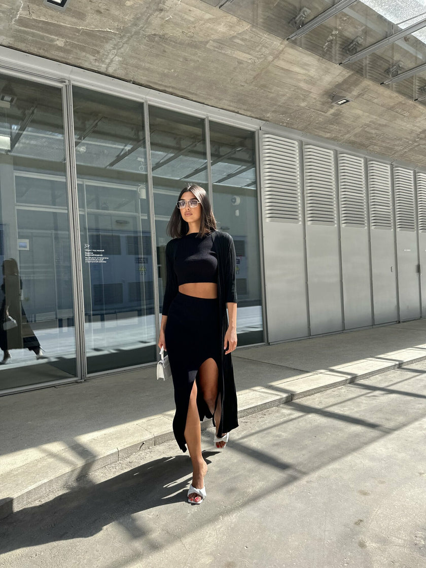 PETRA slit skirt, black