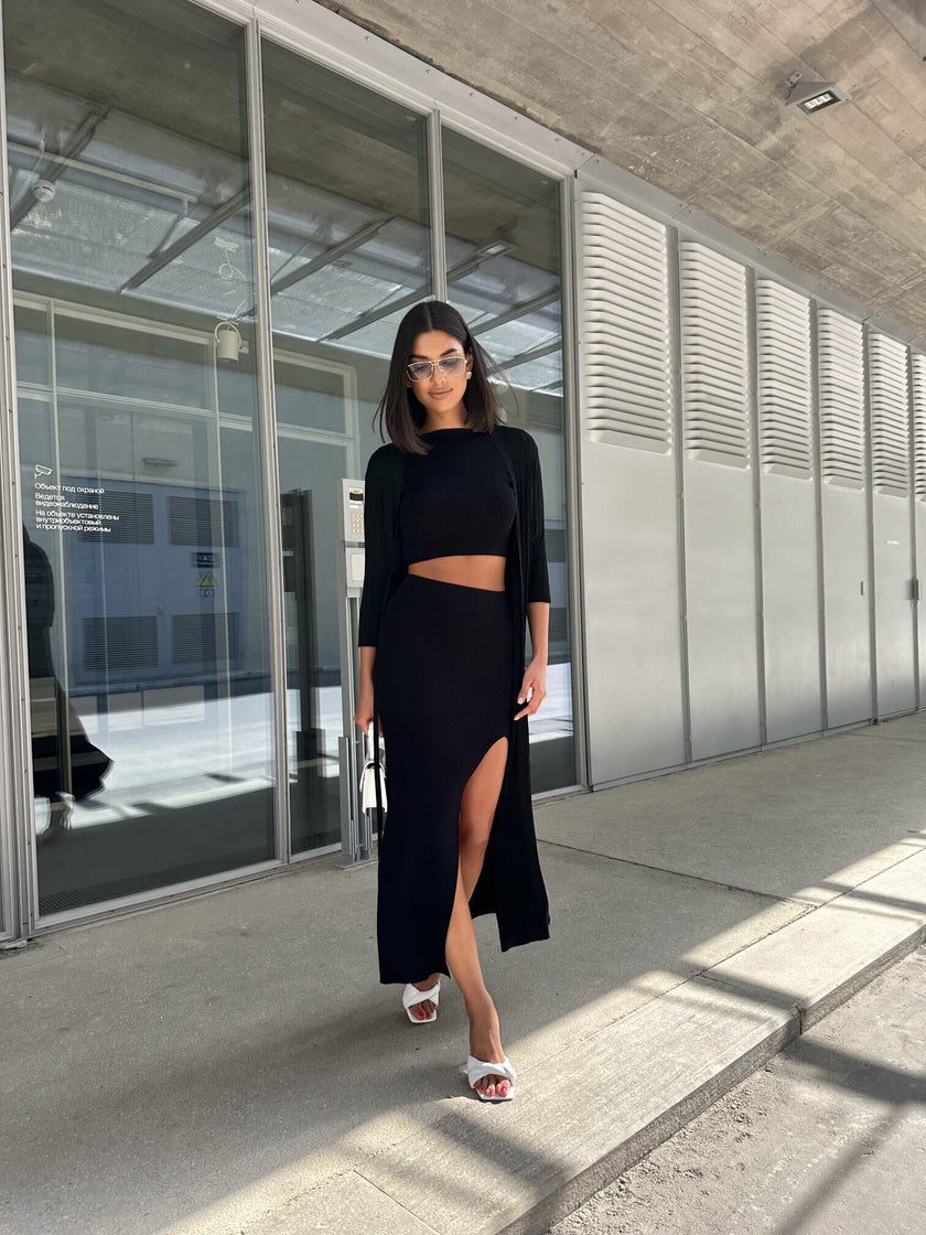 PETRA slit skirt, black