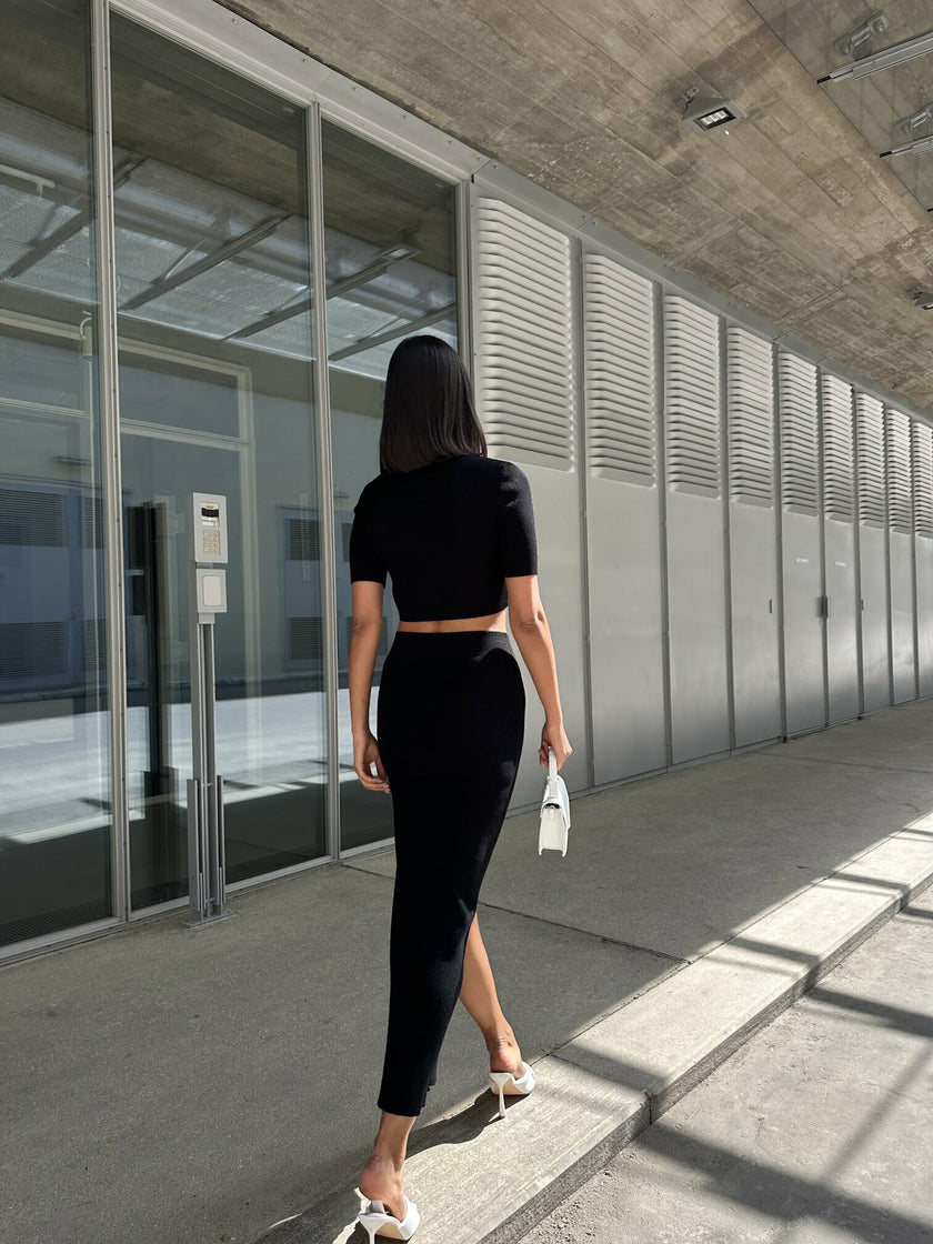 PETRA slit skirt, black