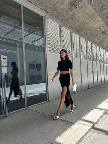 PETRA high-slit skirt, black