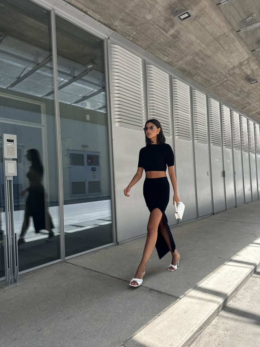 PETRA slit skirt, black