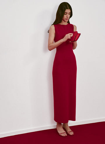 BAGIRA boat-neck dress, red