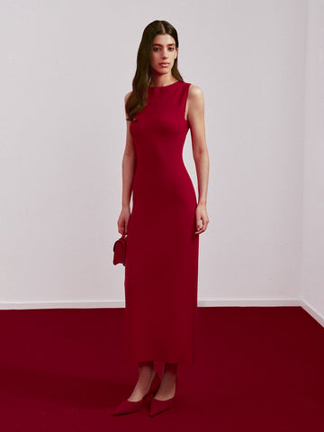 BAGIRA boat-neck dress, red