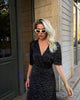 Covered buttons dress, black
