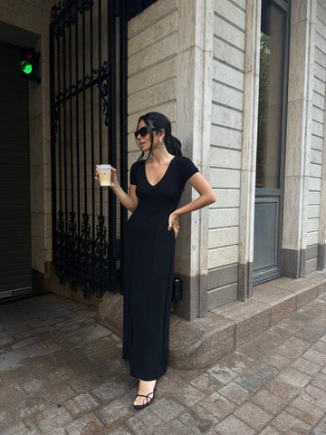 MARIKA godet dress, black
