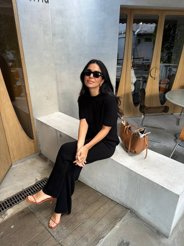 KHAYAL oversized ribbed knit jumper, black