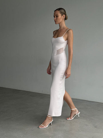 TIAMA mesh-insert dress, light pink