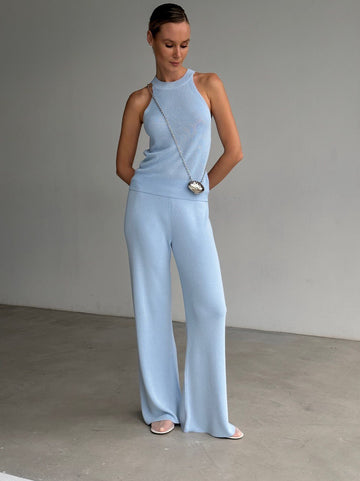 KHAYAL top with open shoulders, blue