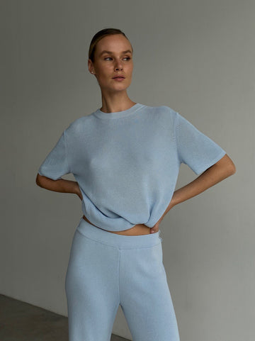 KHAYAL oversized ribbed knit jumper, blue