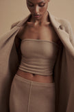 LEO corset style bandeau top in merino wool, beige