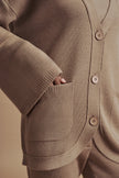 LEO merino wool cardigan with pockets, beige