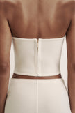 LEO corset style bandeau top in merino wool, milk