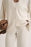 LEO merino wool cardigan with pockets, milk