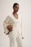LEO merino wool cardigan with pockets, milk