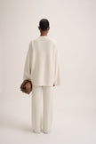 LEO straight leg classic cut merino wool pants, milk