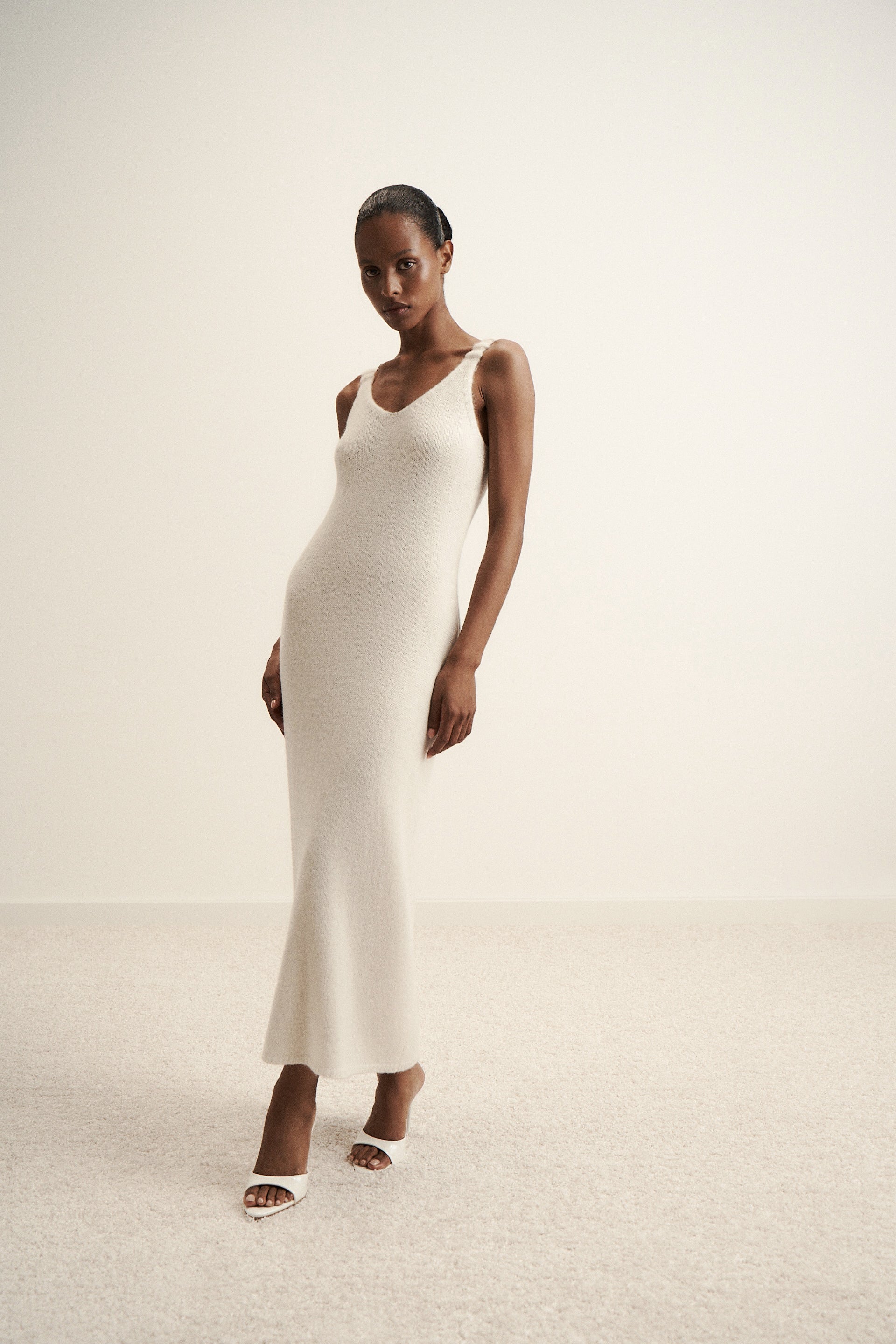 DIORA alpaca wool dress, milk