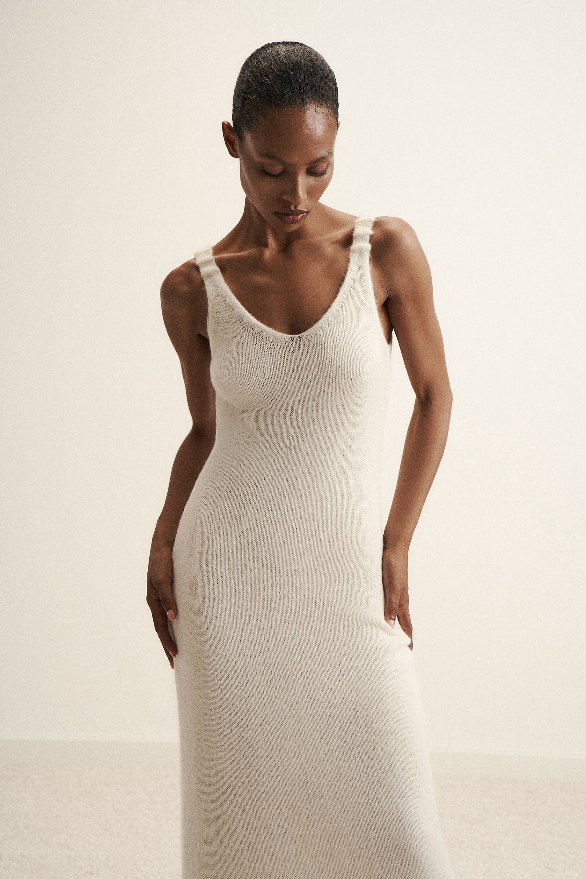 DIORA alpaca wool dress, milk