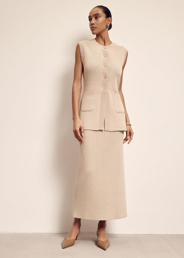 VALERA longline vest with pockets, beige
