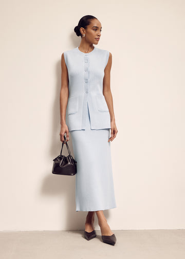 VALERA longline vest with pockets, light blue