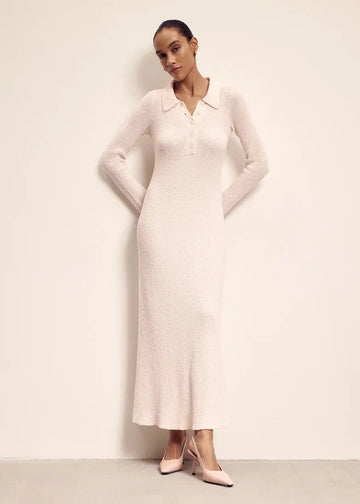TEYA boucle polo dress, light pink