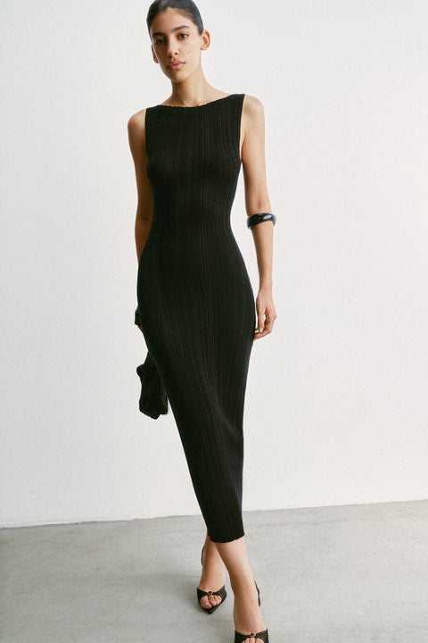 SATI ribbed dress, black