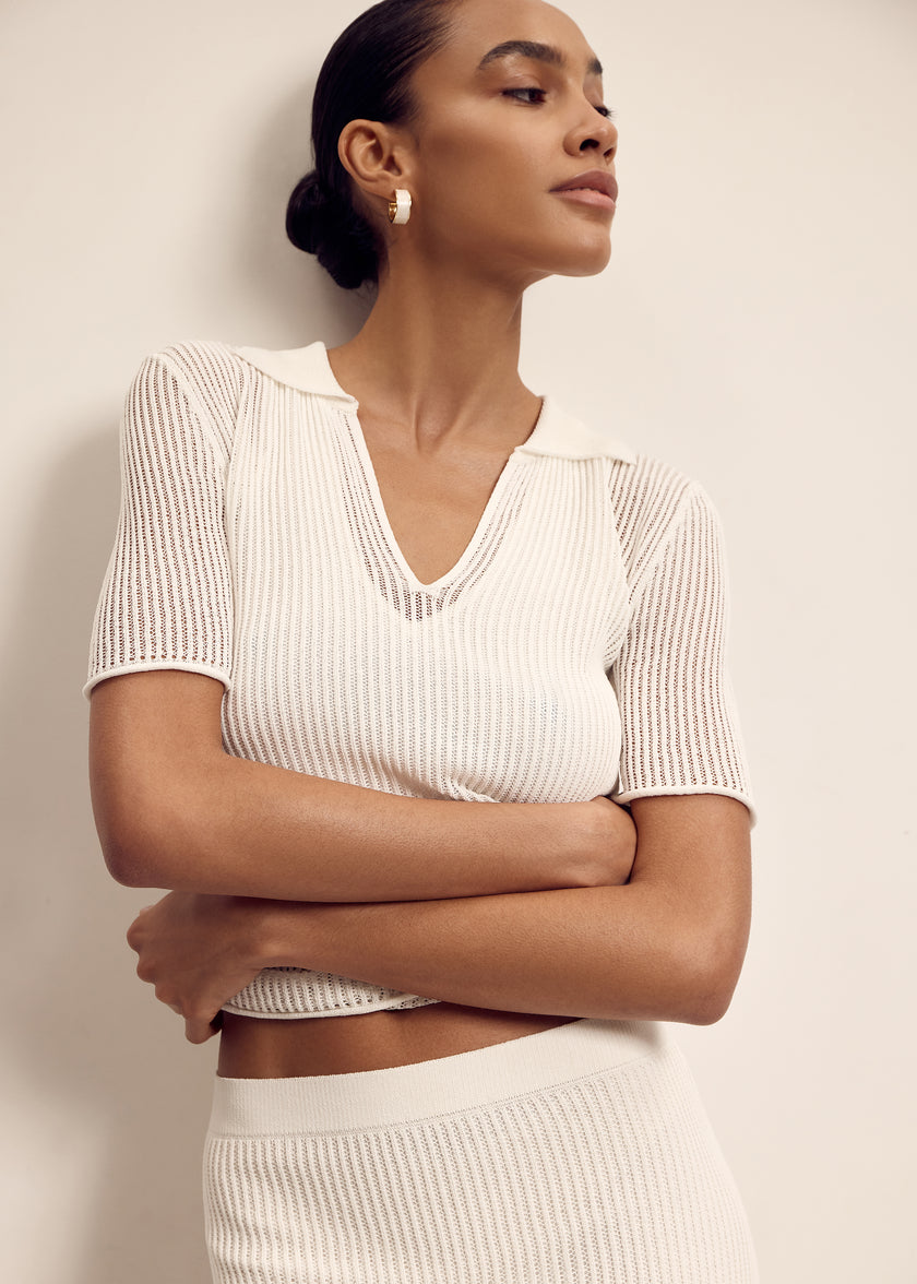 MILA polo jumper, milk