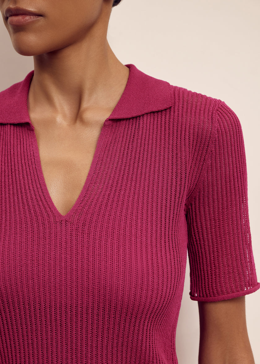 MILA polo jumper, fuchsia