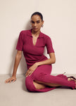 MILA polo jumper, fuchsia
