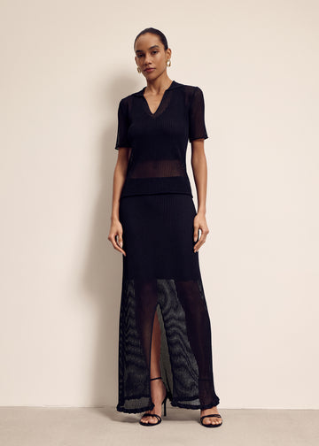 MILA openwork polo, black
