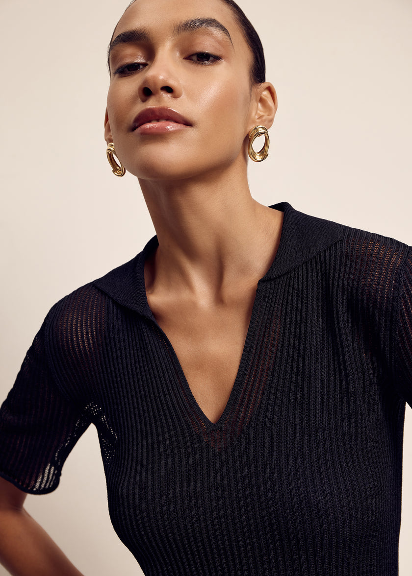 MILA polo jumper, black