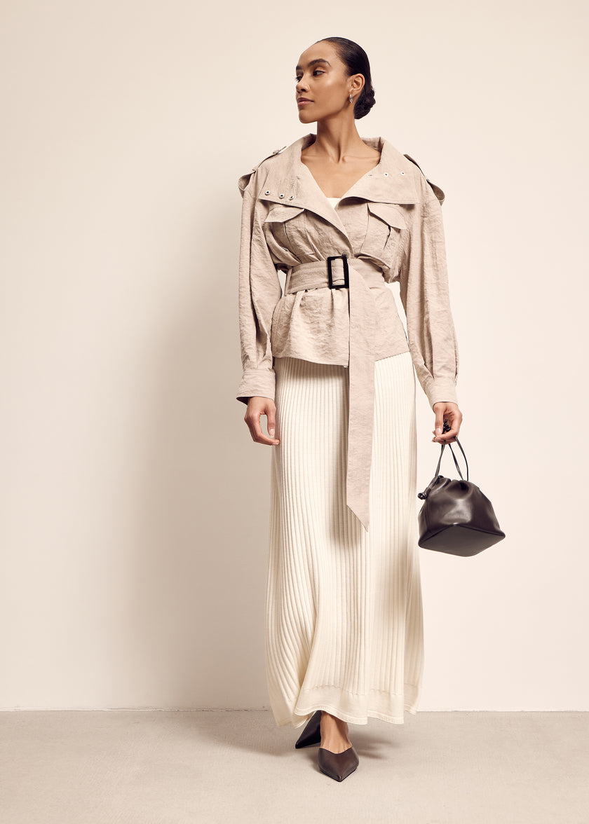 TEONA cropped trench coat, beige
