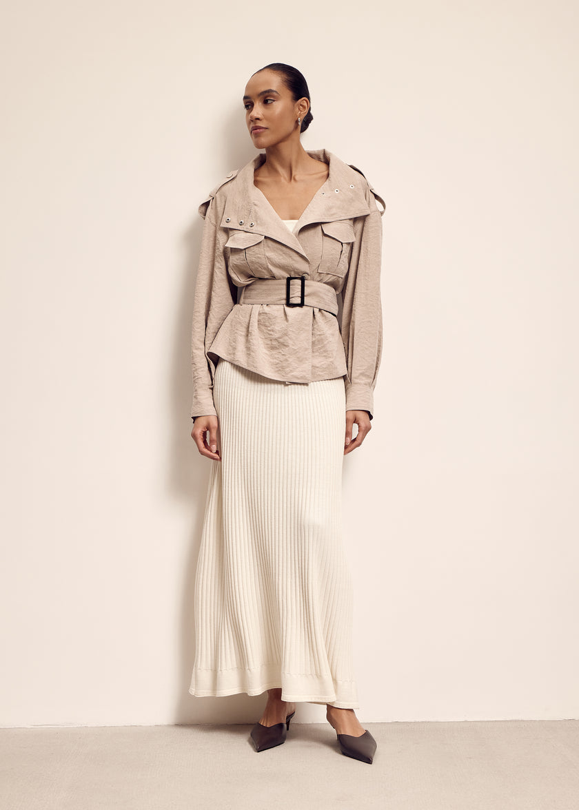 TEONA cropped trench coat, beige
